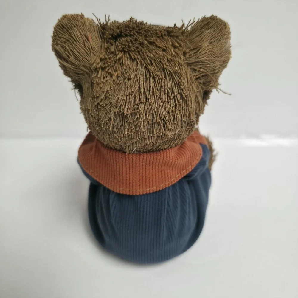 Rustic Sisal Fiber Teddy Bear Reading Book Figurine Woodland Animal Table Decor